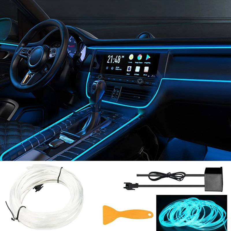 Banda LED Neon ICE BLUE – Lumina Ambientala Auto 3 Metri 12V ...